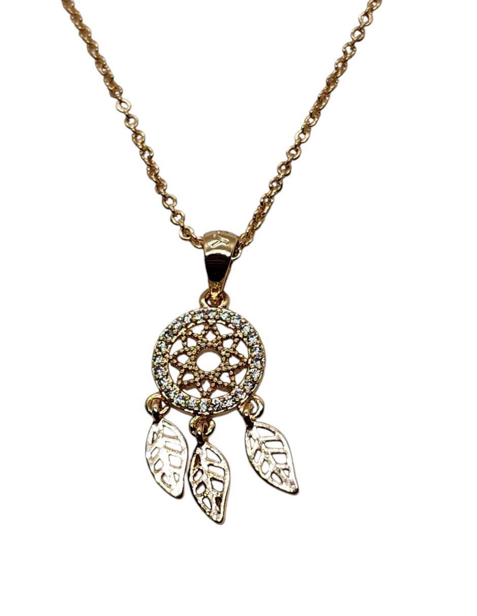 Collar con dije de atrapasueños Limerence By Claudia Herrera Sueños Protegidos de oro laminado 14 K