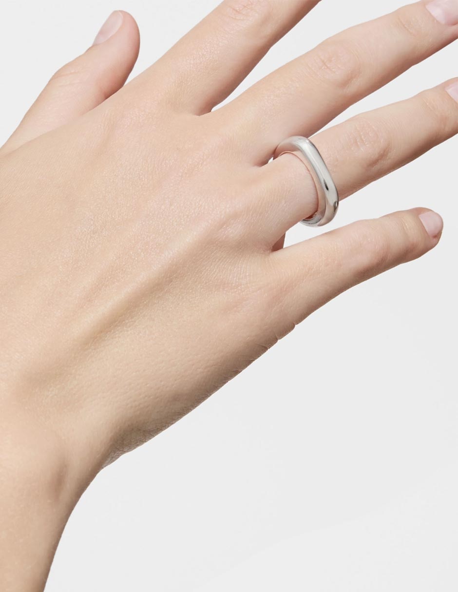 Anillo redondo Line P 925 de plata brillante 2
