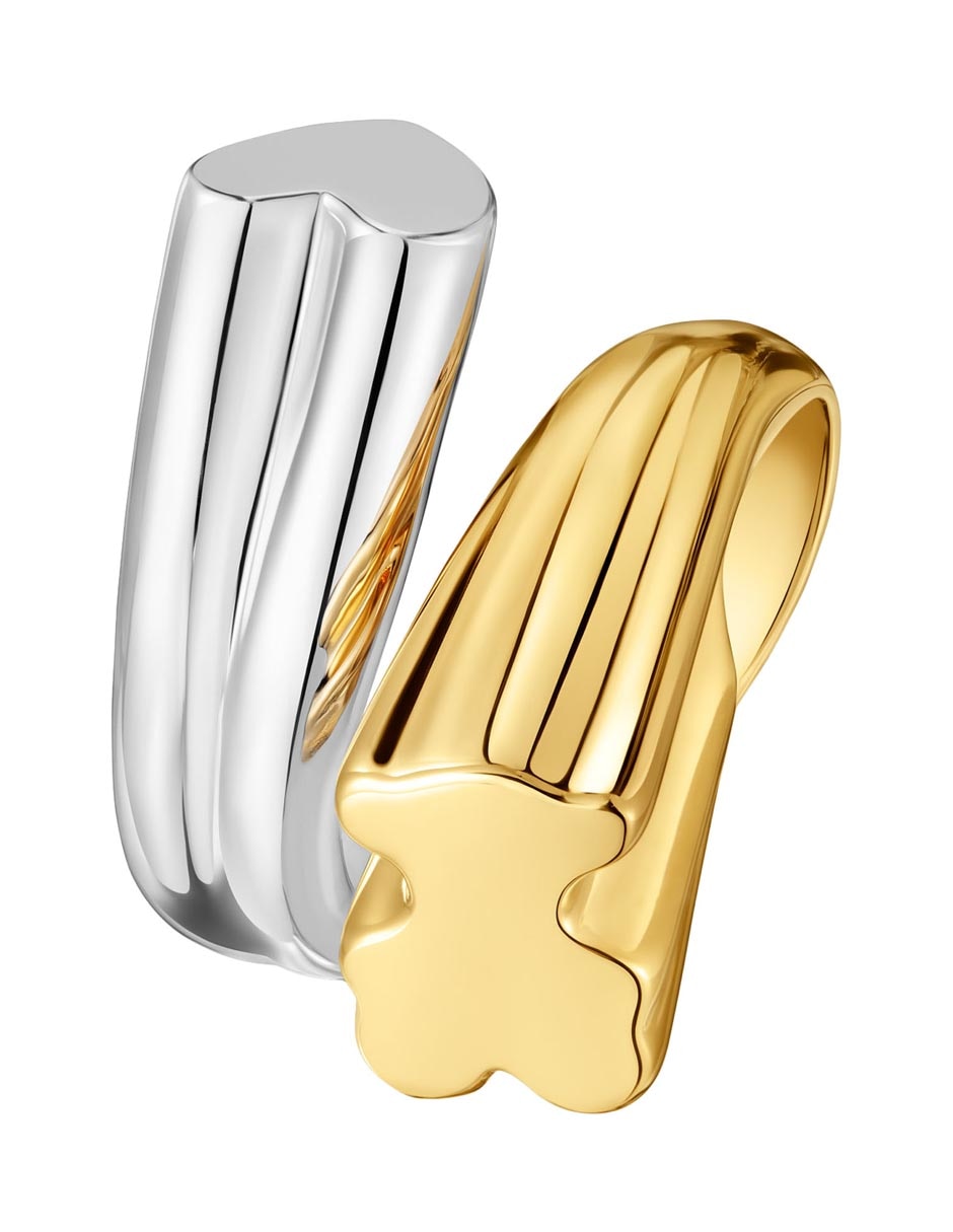 Anillo de oso de plata P 925 con acabado baño de oro 5
