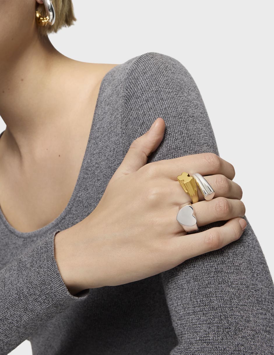 Anillo de oso de plata P 925 con acabado baño de oro