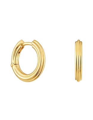 Aretes de aro 1950 de plata 18 K con acabado brillante Aretes de aro 1950 de plata 18 K con acabado brillante