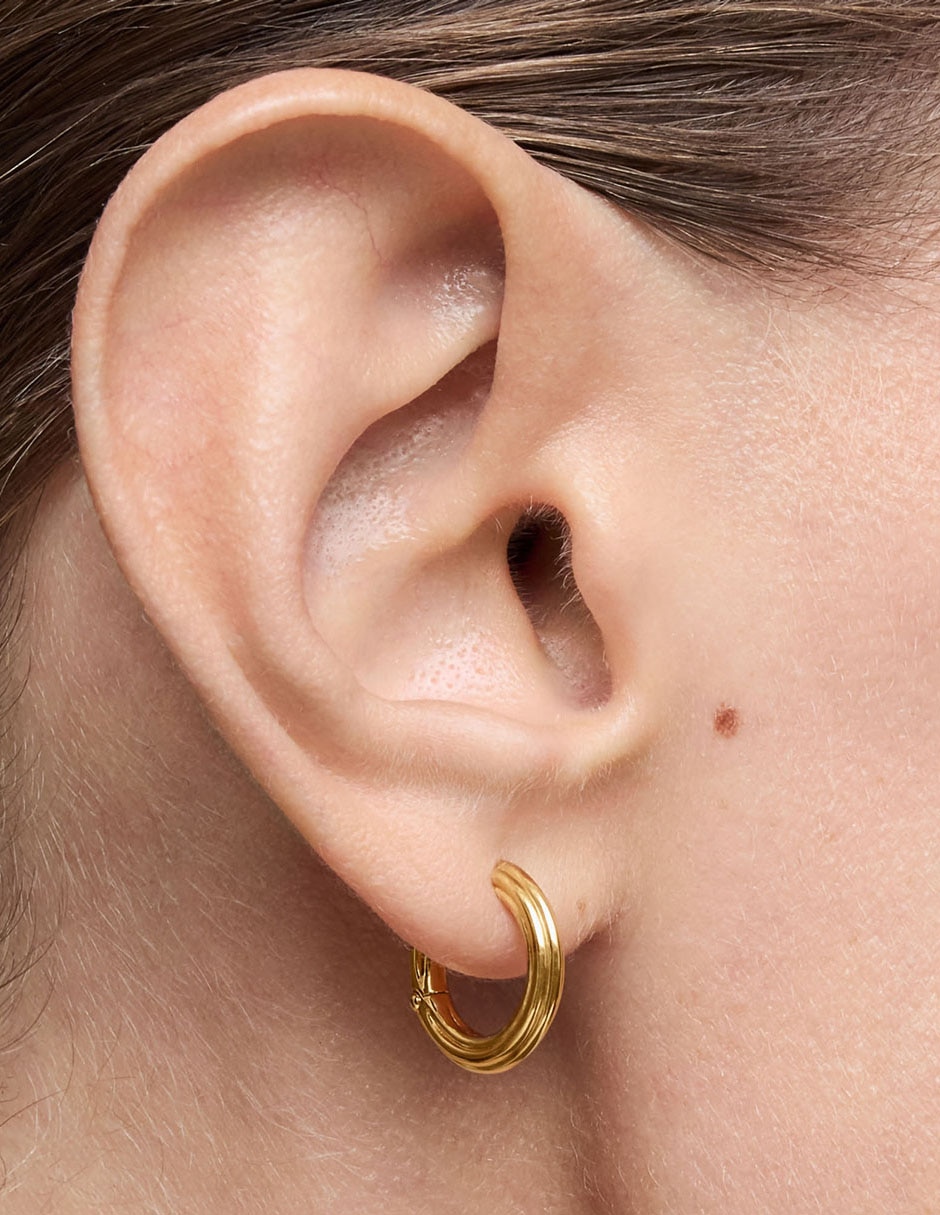 Aretes de aro 1950 de plata 18 K con acabado brillante 6