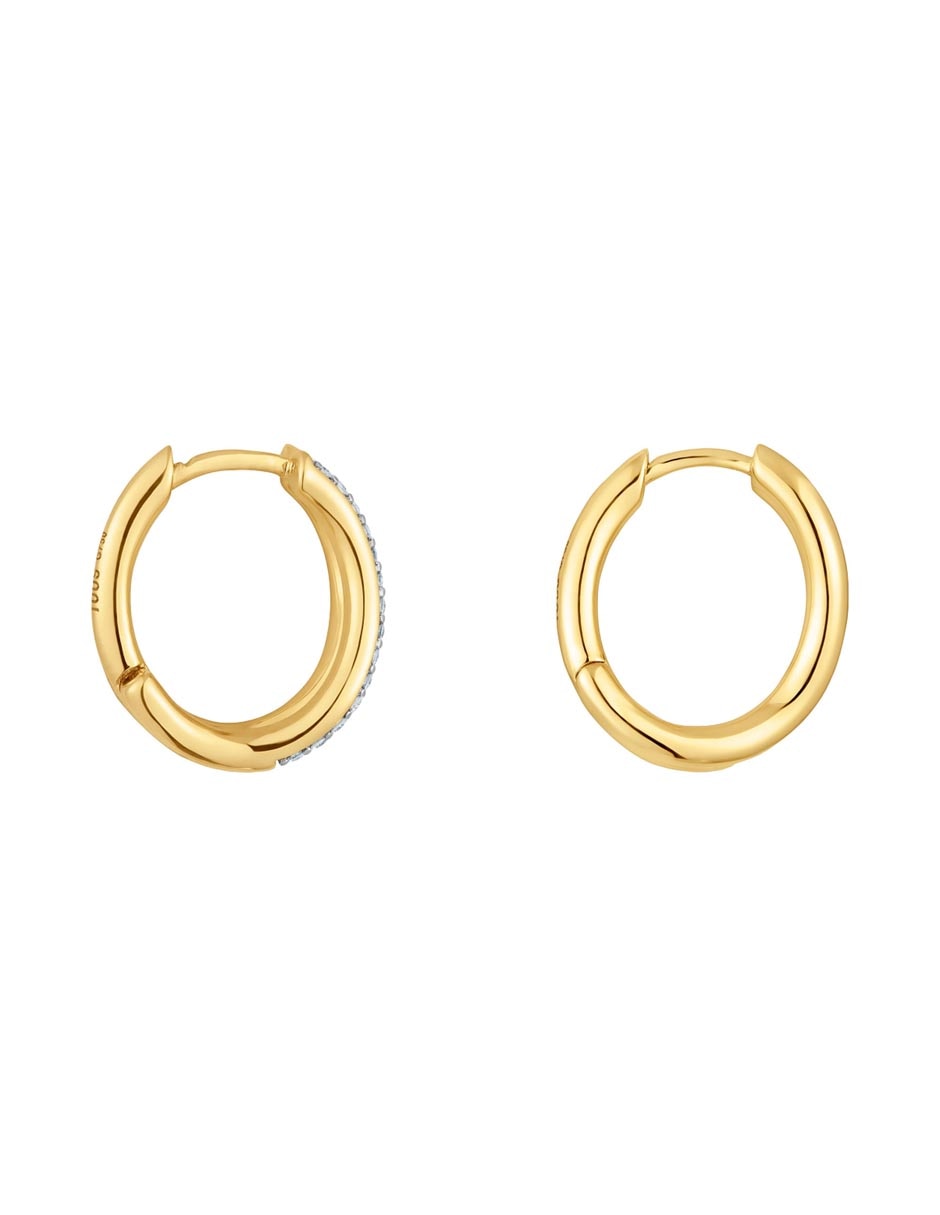 Aretes de aro de oro amarillo 18 K con acabado pavé diamante 5