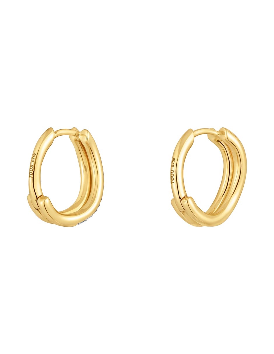Aretes de aro de oro amarillo 18 K con acabado pavé diamante 4