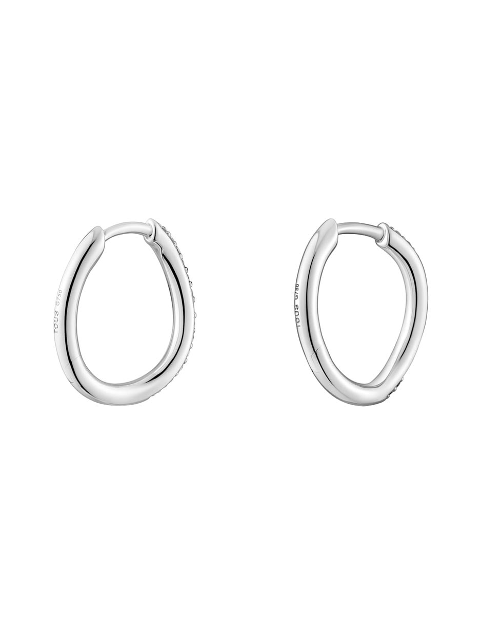 Aretes de aro de oro blanco 18 K con acabado pavé diamante 4