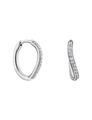 Aretes de aro de oro blanco 18 K con acabado pavé diamante 1