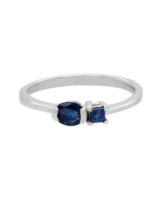 Anillo Idc 14 k de oro blanco zafiro brillante