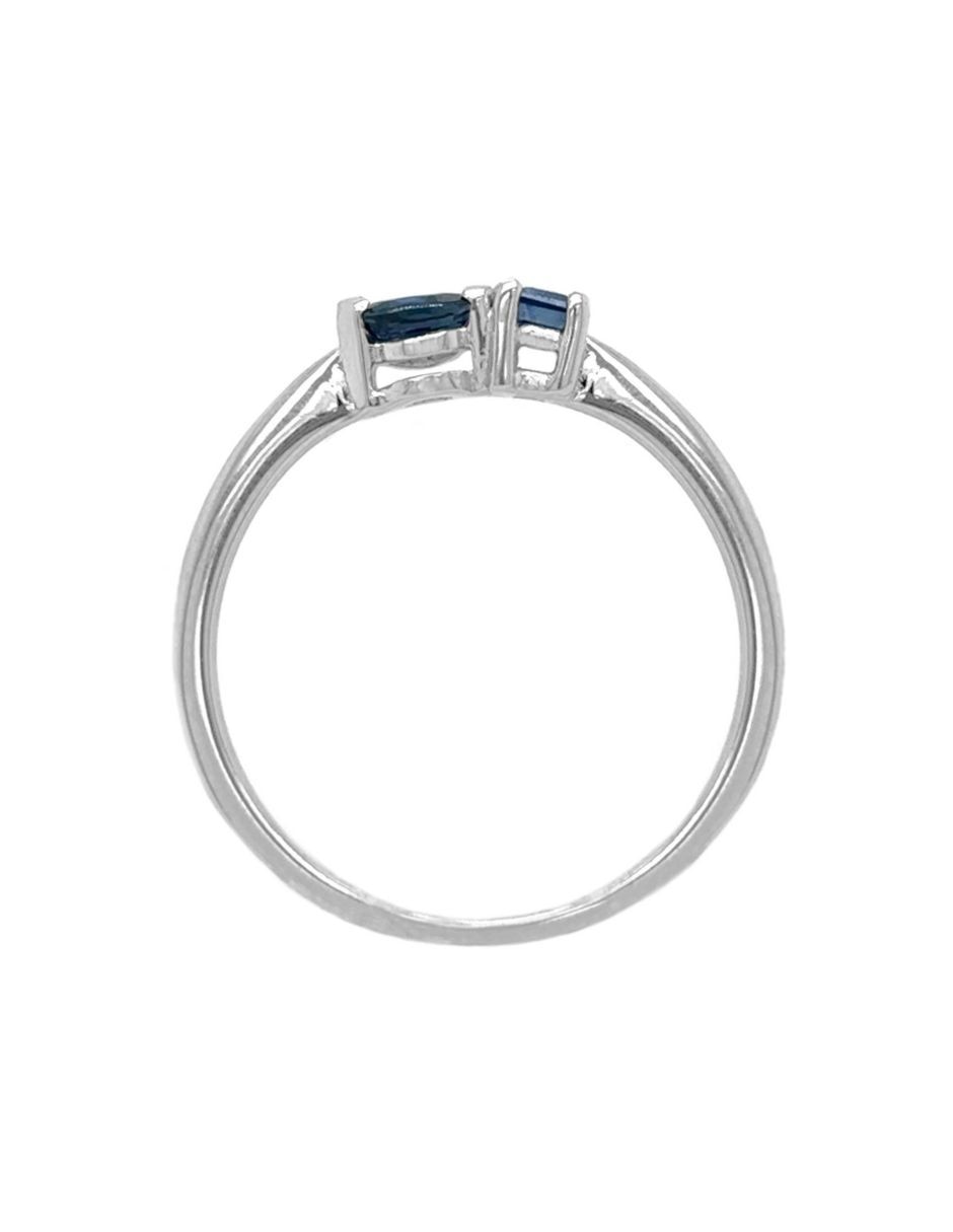 Anillo Idc 14 k de oro blanco zafiro brillante