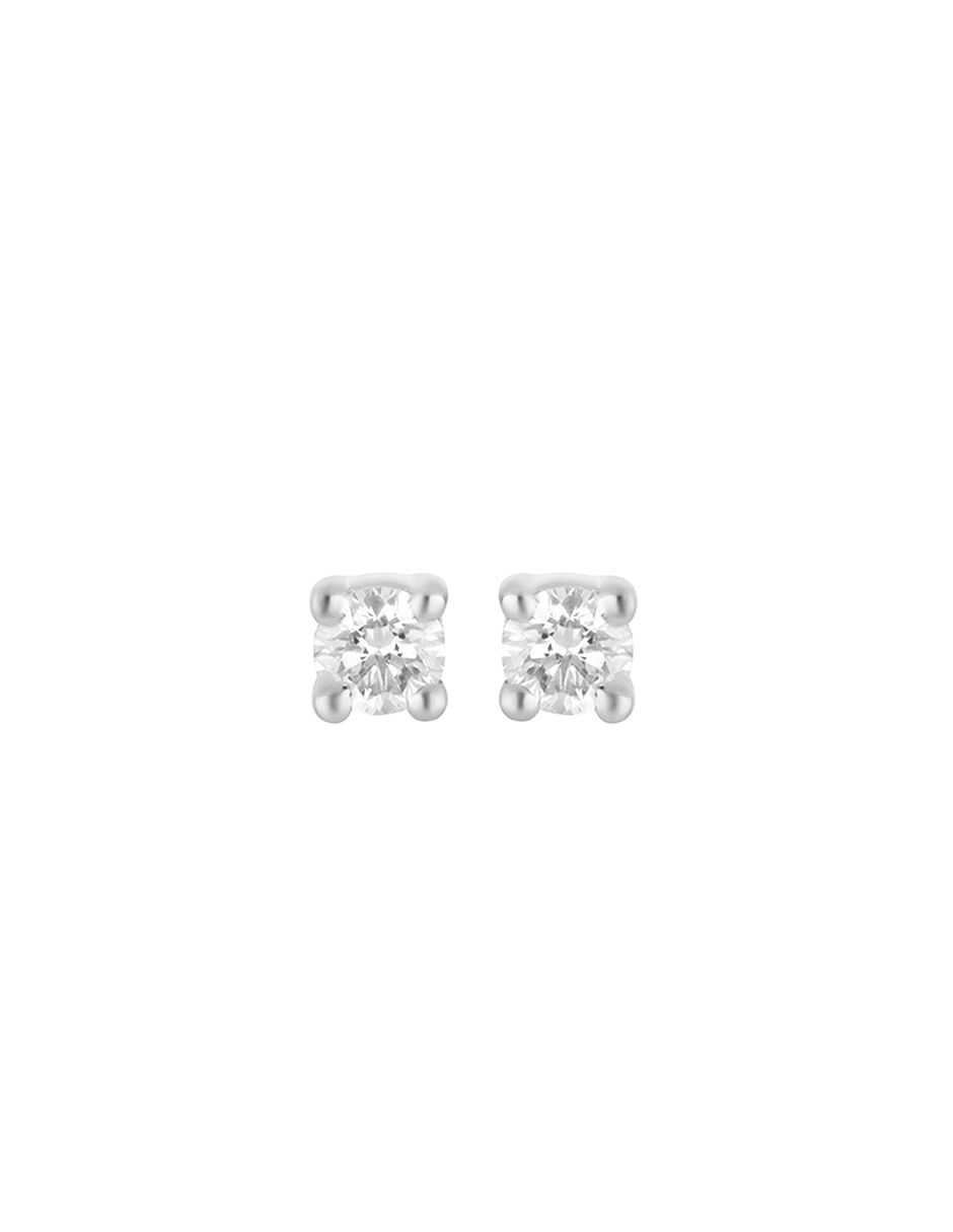 Broqueles redondos Ever for You de oro blanco 14 K con acabado pavé diamante