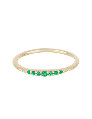 Anillo Valoro Ever for You 14 k de oro amarillo esmeralda pavé