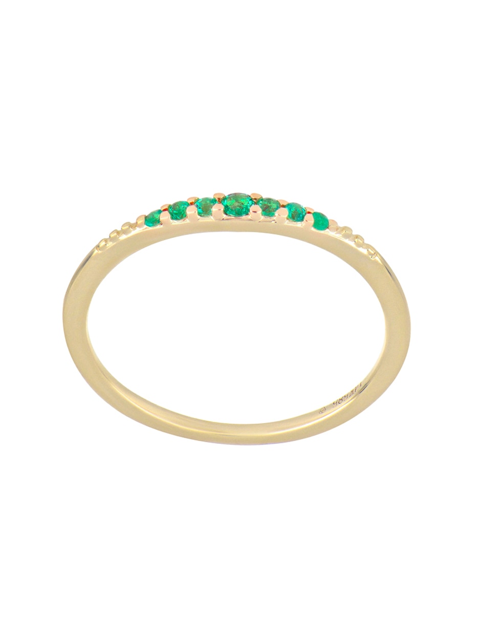 Anillo Valoro Ever for You 14 k de oro amarillo esmeralda pavé