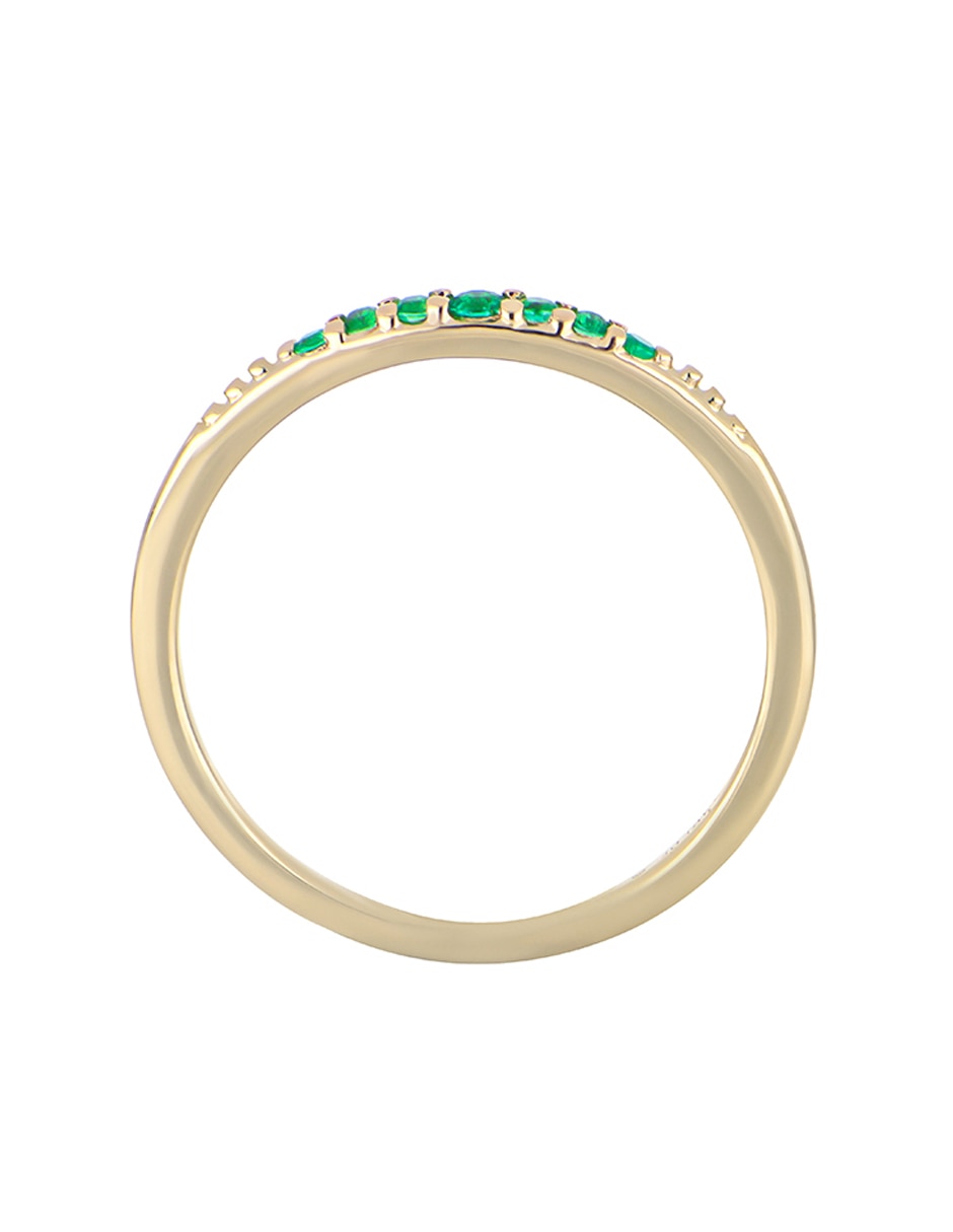 Anillo Ever for You 14 k de oro amarillo esmeralda pavé