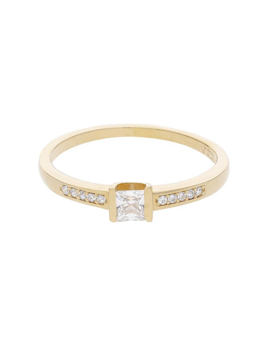 Anillo redondo 10 k de oro rosa zirconia brillante 2