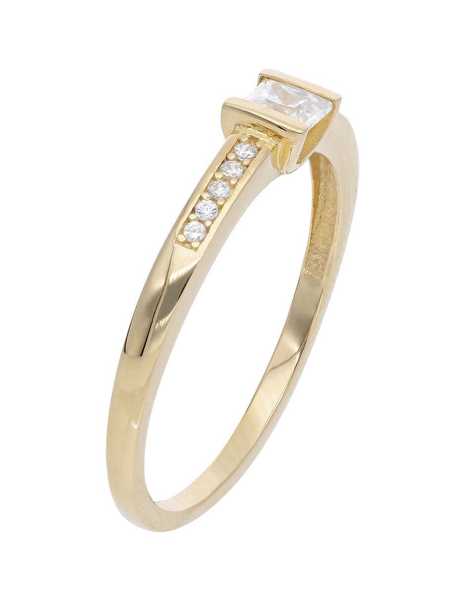 Anillo redondo 10 k de oro rosa zirconia brillante 3