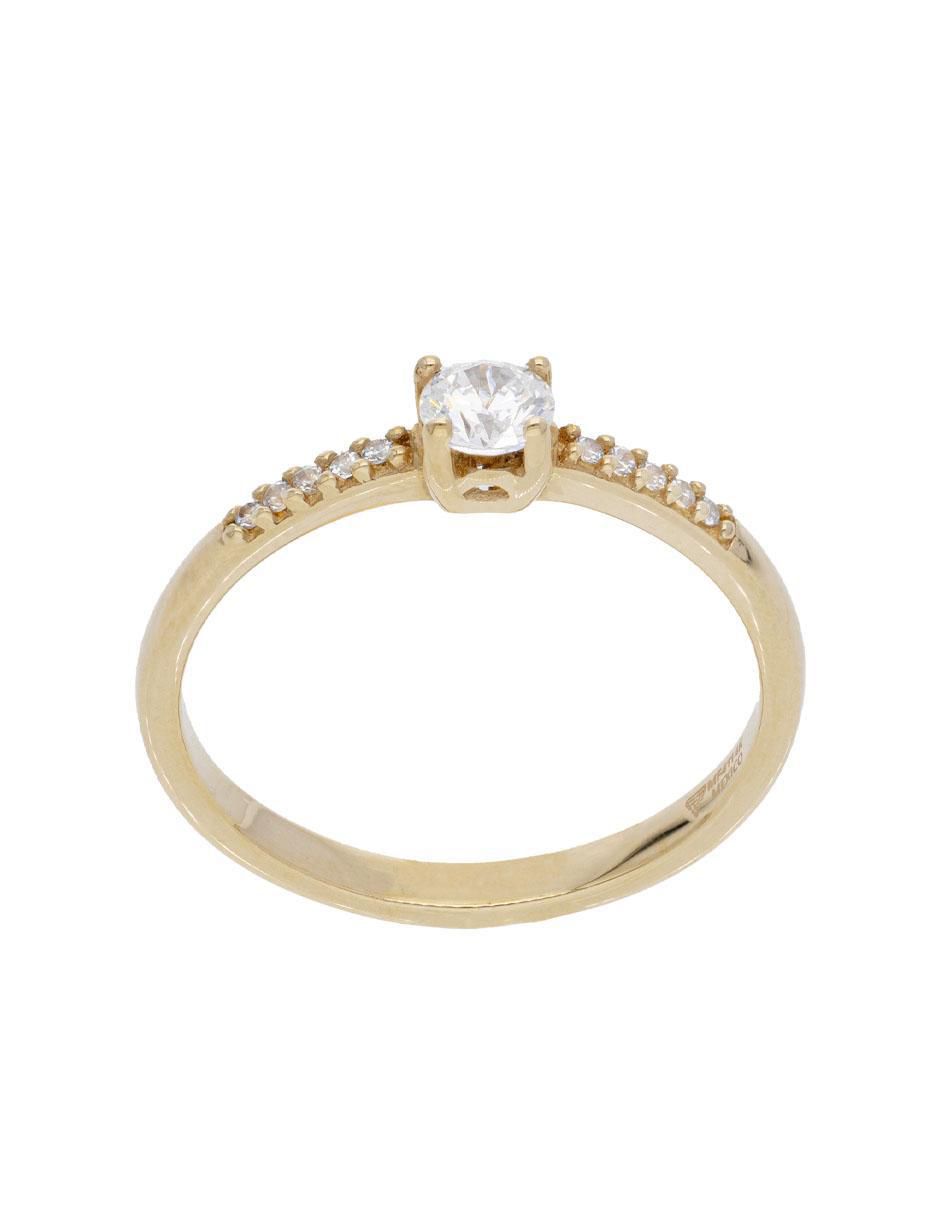 Anillo redondo 10 k de oro blanco zirconia brillante 3