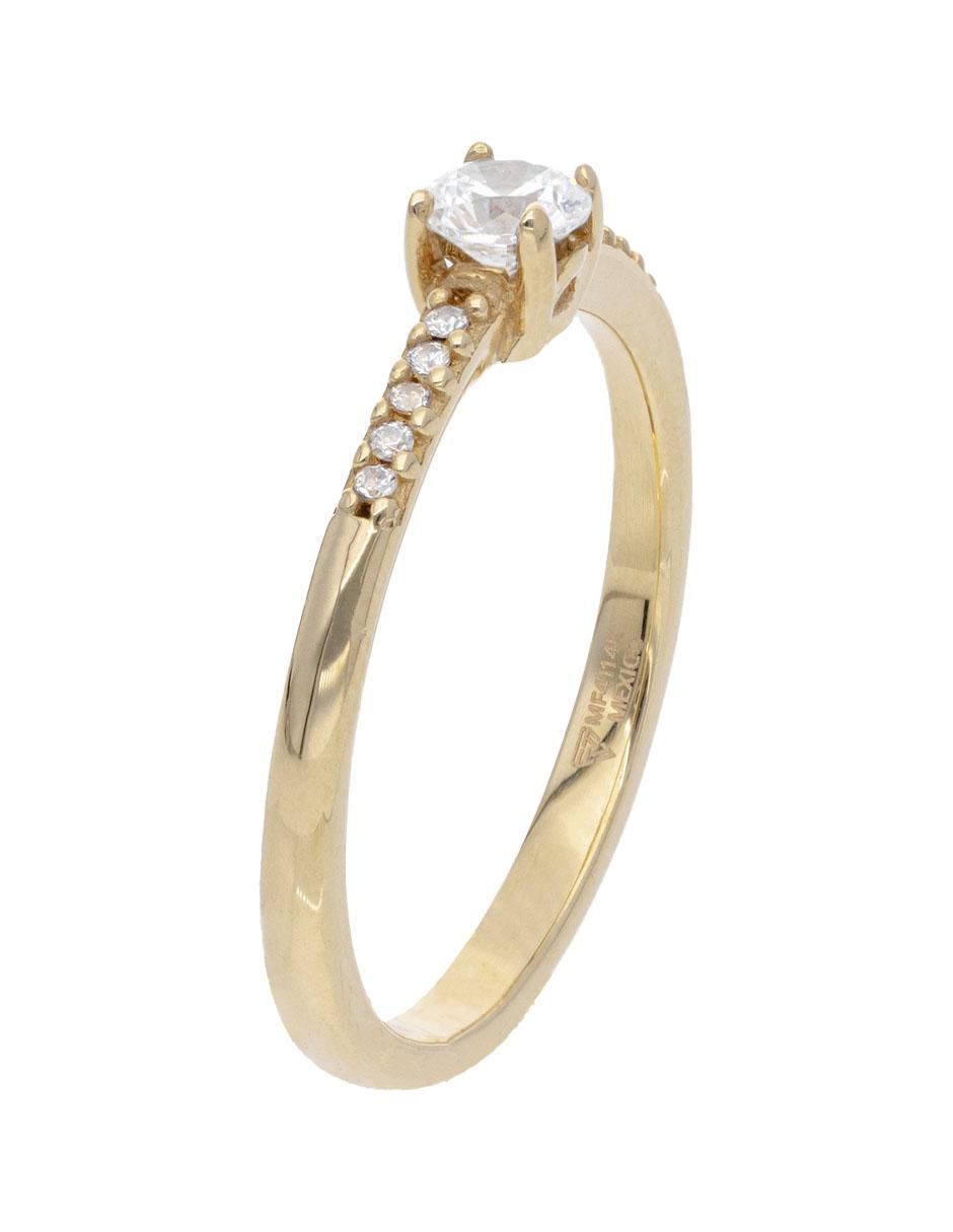 Anillo redondo 10 k de oro blanco zirconia brillante 2