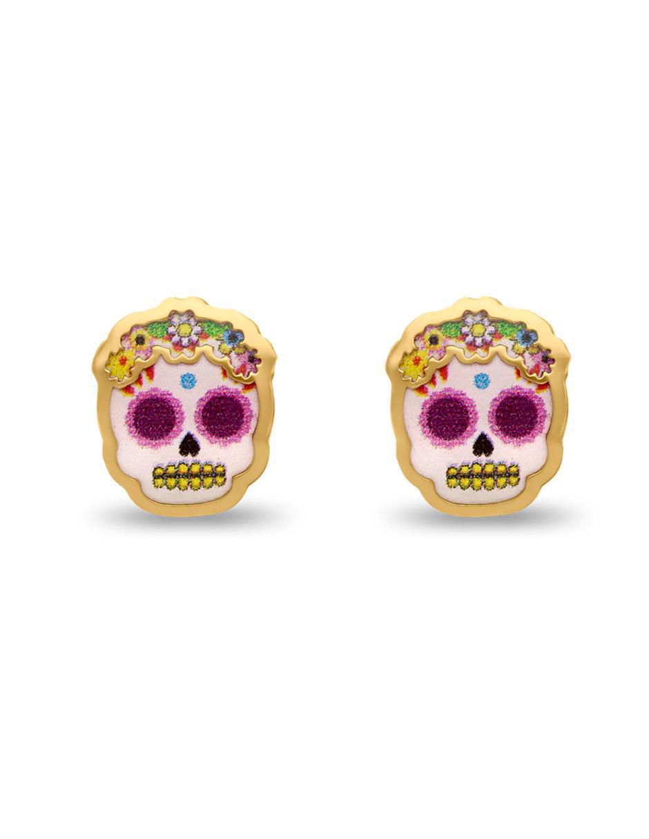 Broqueles de calavera de oro amarillo 14 K con acabado brillante Broqueles de calavera de oro amarillo 14 K con acabado brillante
