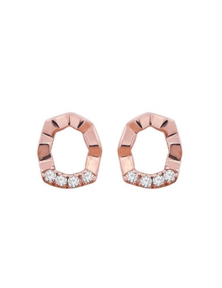 Aretes de hexágono de oro 14 K con acabado espejo diamante 1