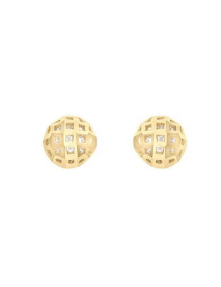 Broqueles circulares de oro con acabado brillante zirconia