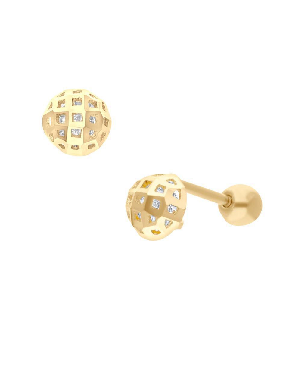 Broqueles circulares de oro con acabado brillante zirconia 2