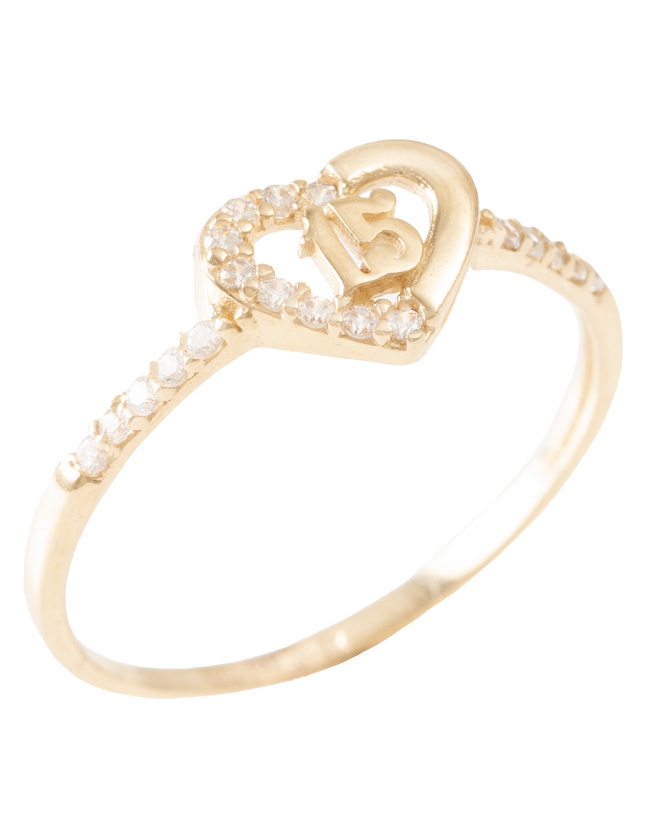 Anillo de corazón Sini 14 K de oro zirconia pavé