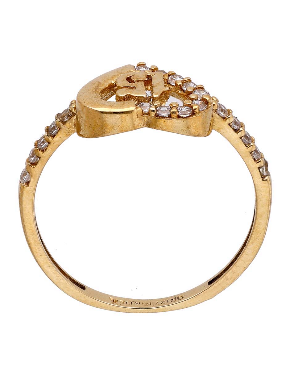 Anillo de corazón Sini 14 K de oro zirconia pavé