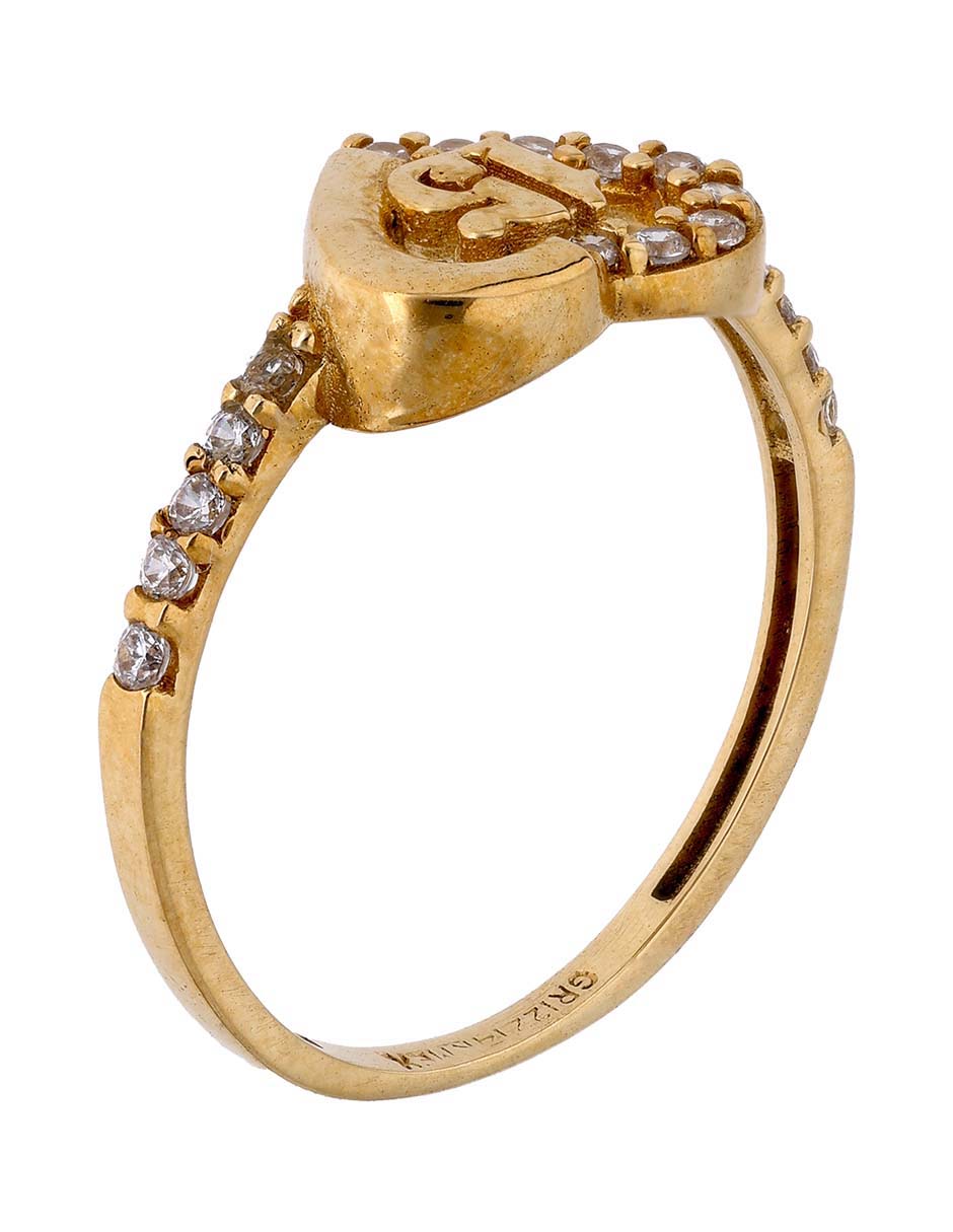 Anillo de corazón Sini 14 K de oro zirconia pavé