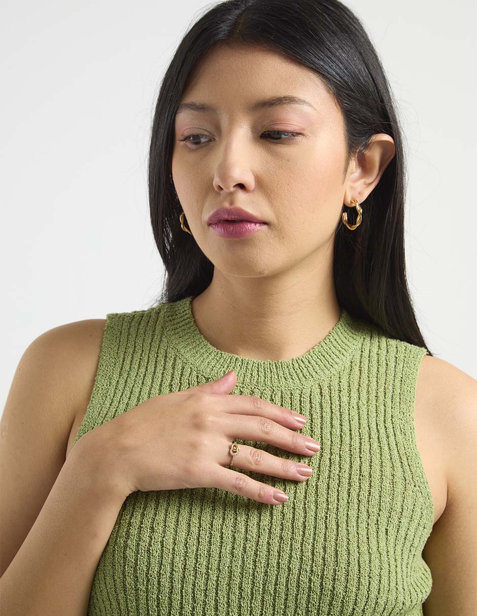 Anillo de corazón Sini 14 K de oro zirconia pavé