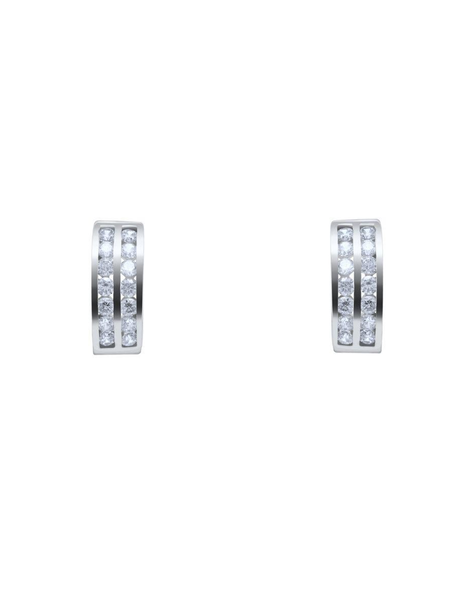 Arracadas de oro blanco 14 K con acabado brillante Arracadas de oro blanco 14 K con acabado brillante