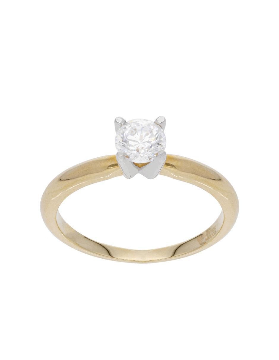 Anillo redondo 10 k de oro blanco zirconia brillante 2