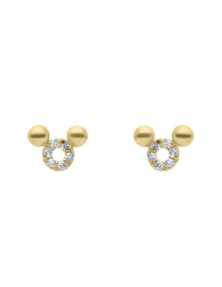 Broqueles de ratón de oro amarillo 14 K con acabado brillante zirconia Broqueles de ratón de oro amarillo 14 K con acabado brillante zirconia