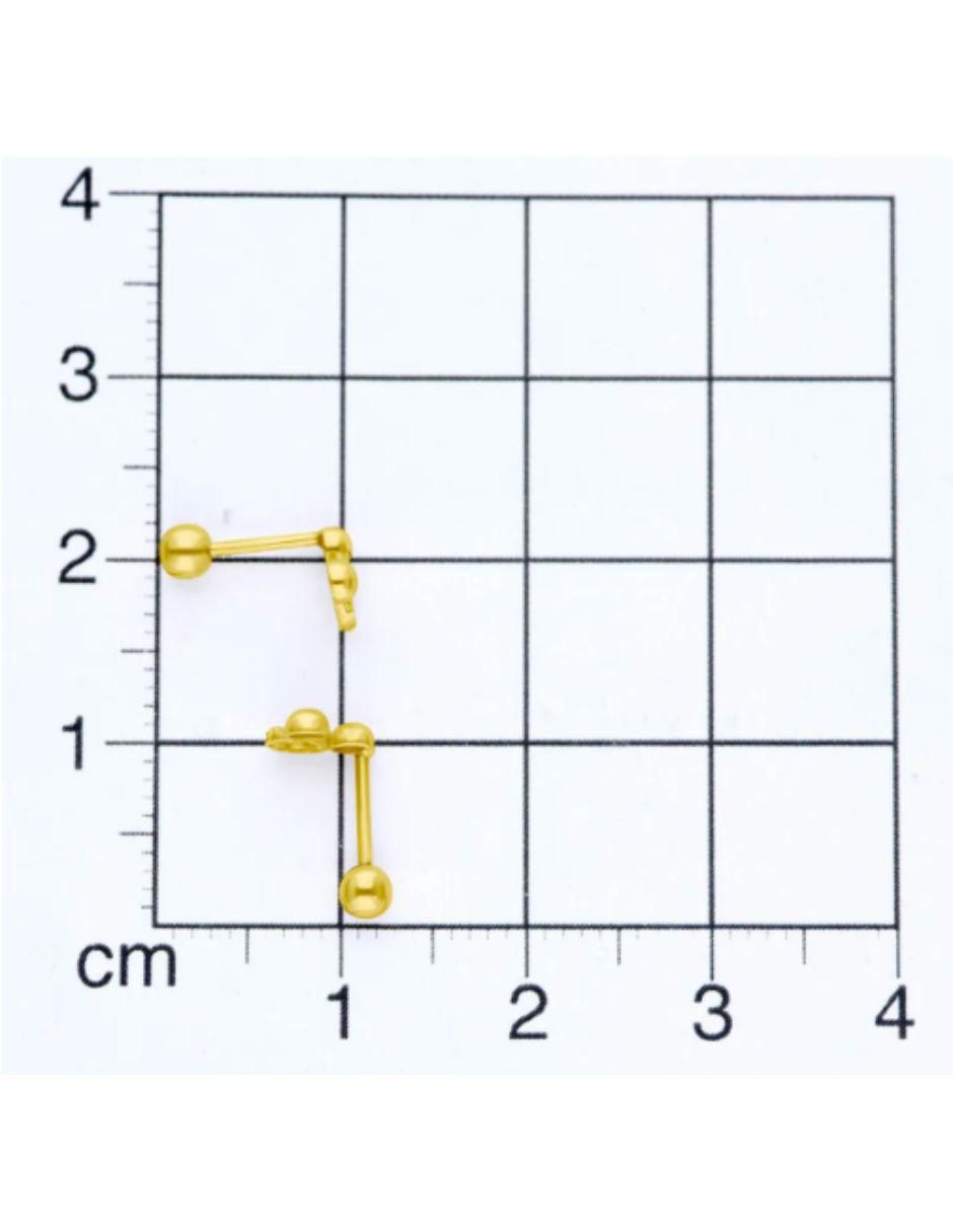 Broqueles de ratón de oro amarillo 14 K con acabado brillante zirconia 3
