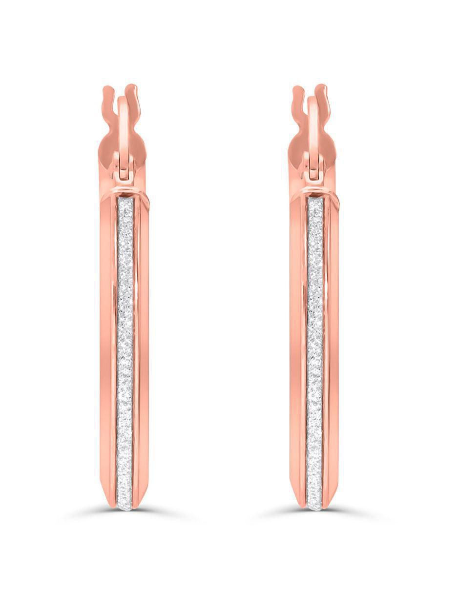 Arracadas de oro rosa 14 K con acabado glitter 2