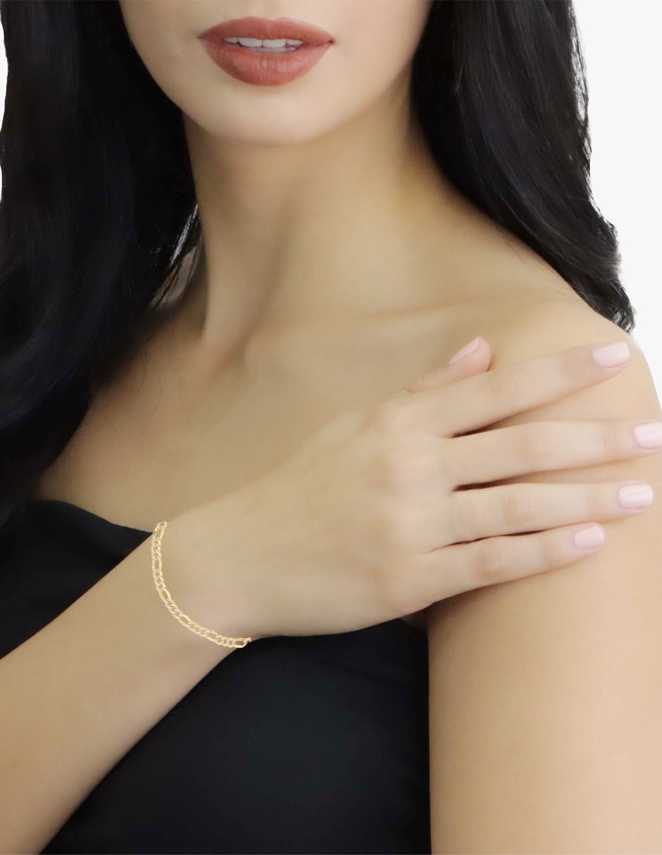 Pulsera de oro amarillo 14 K acabado liso 3