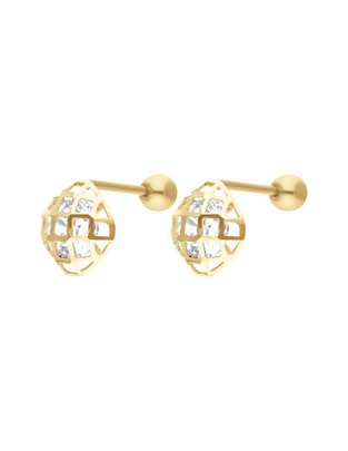 Broqueles circulares de oro con acabado brillante zirconia
