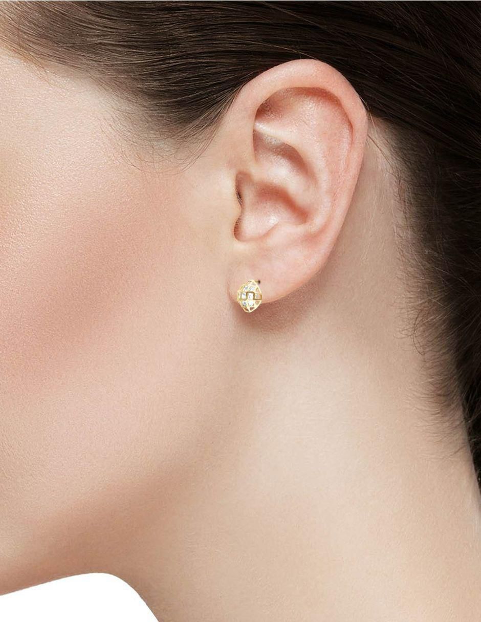 Broqueles circulares de oro con acabado brillante zirconia 2