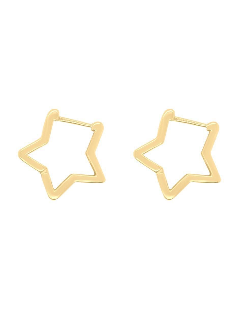 Aretes de estrella de oro amarillo 14 K con acabado brillante