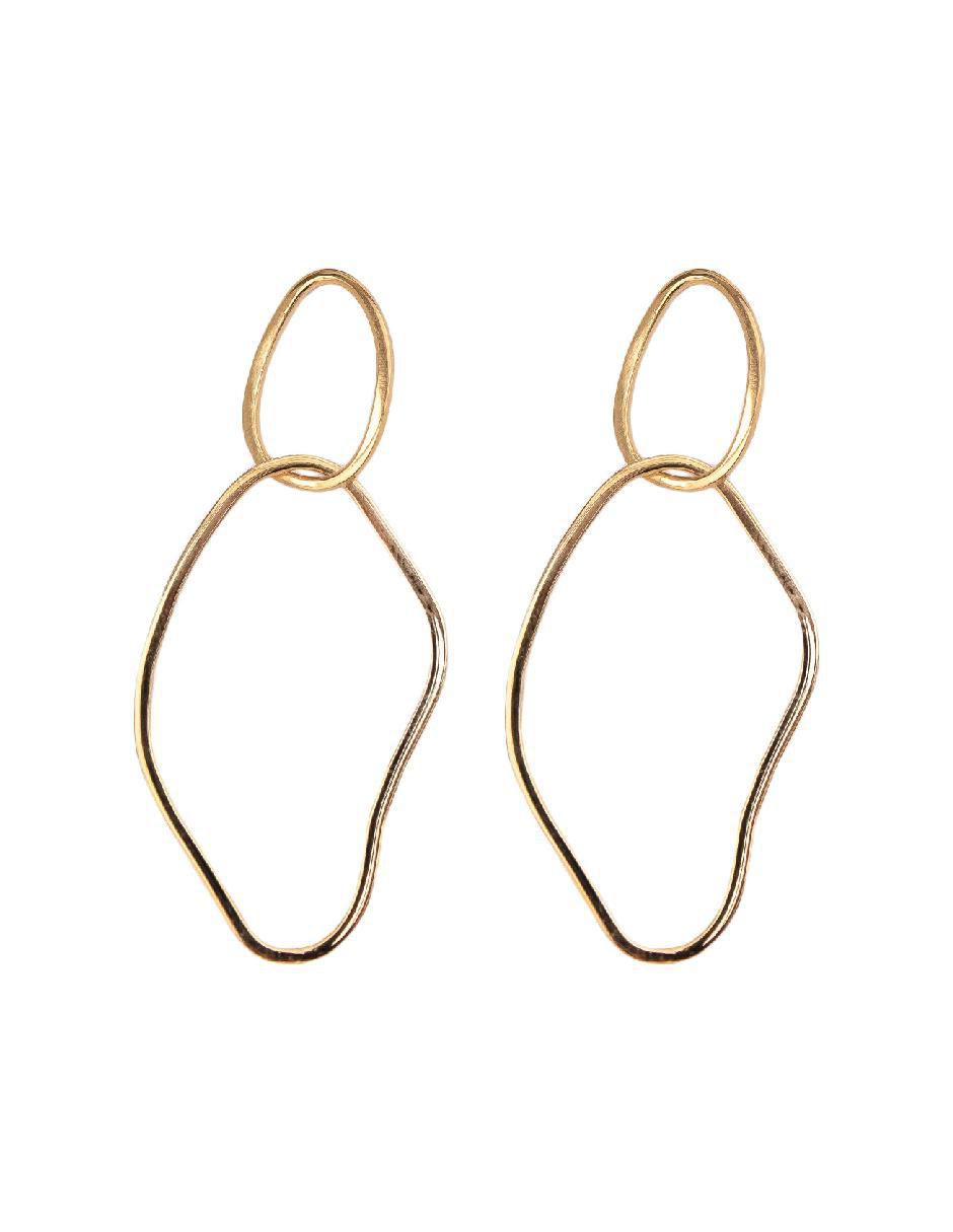 Aretes de aro circulares Flowing With Nature de plata P 925 con acabado baño de oro