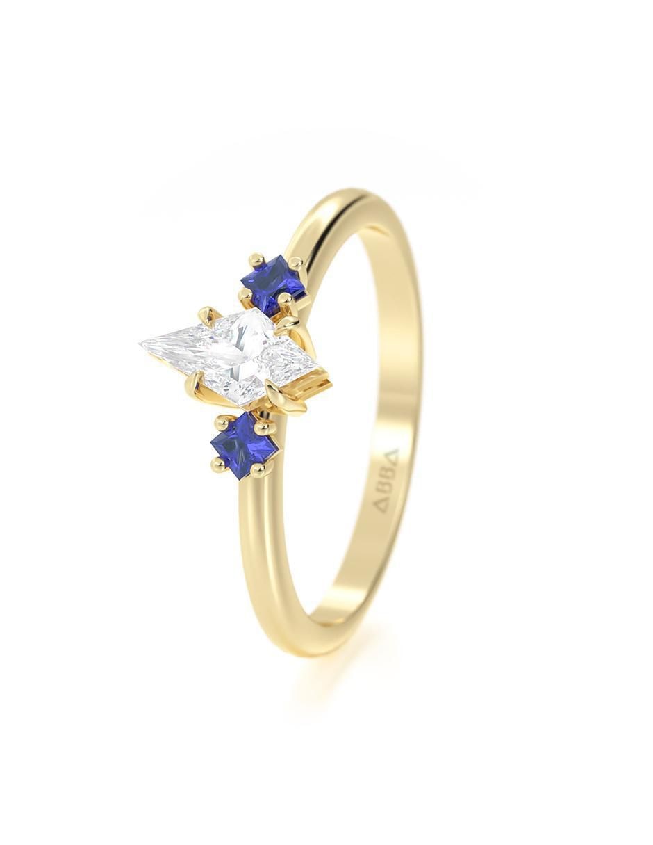 Anillo de compromiso de oro 14 zirconia 5