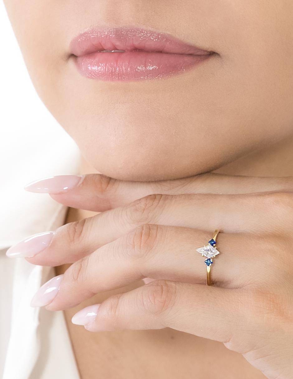 Anillo de compromiso de oro 14 zirconia 4