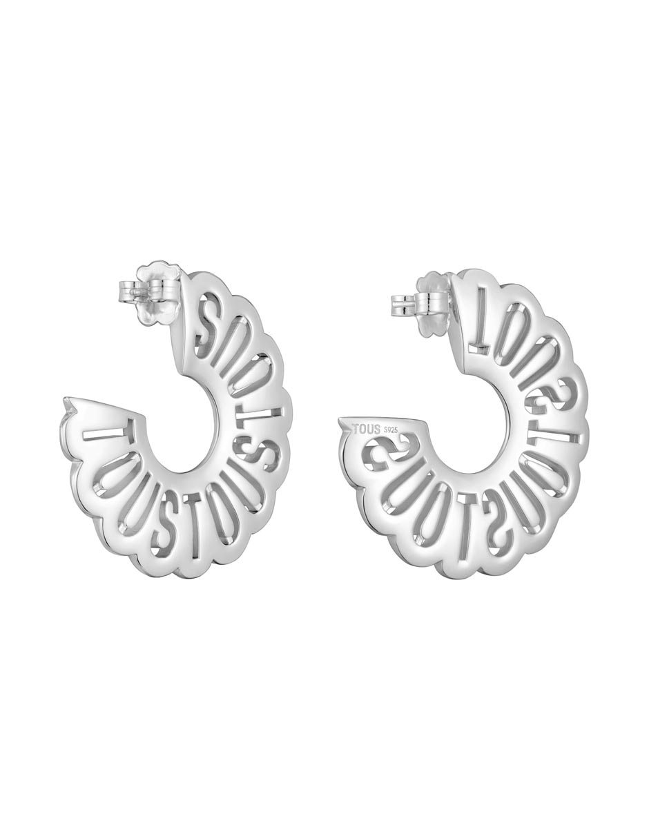Aretes de aro de plata P 925 con acabado brillante 4