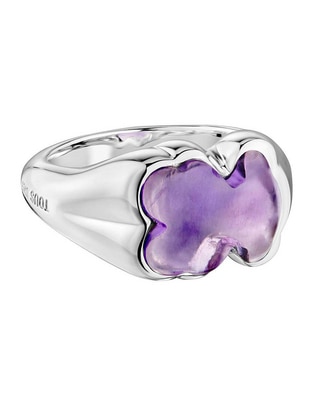 Anillo de oso Bold Motif P 925 de plata amatista brillante