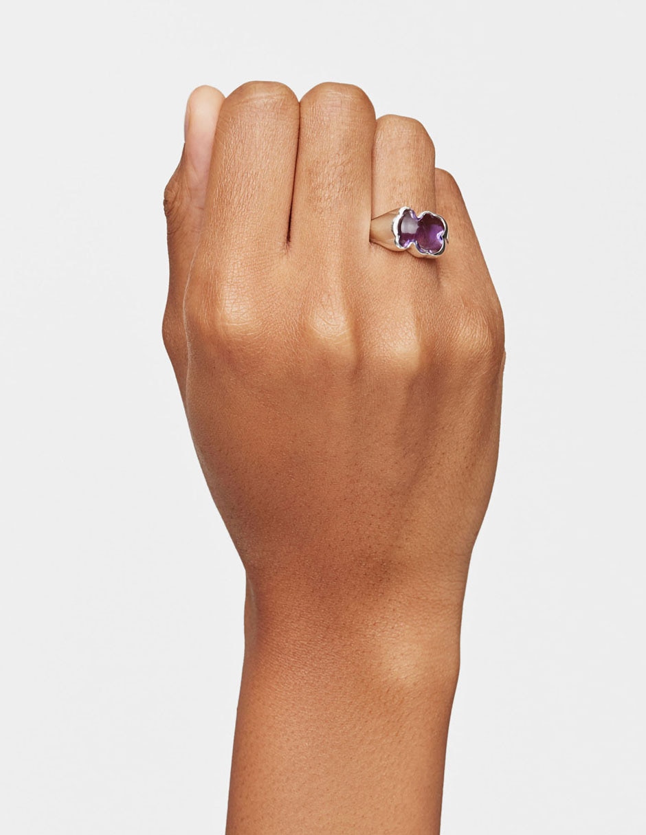 Anillo de oso Bold Motif P 925 de plata amatista brillante