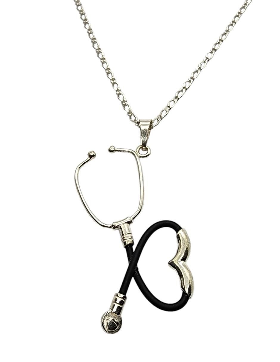 Collar con dije Estetoscopio de plata P 925 Collar con dije Estetoscopio de plata P 925
