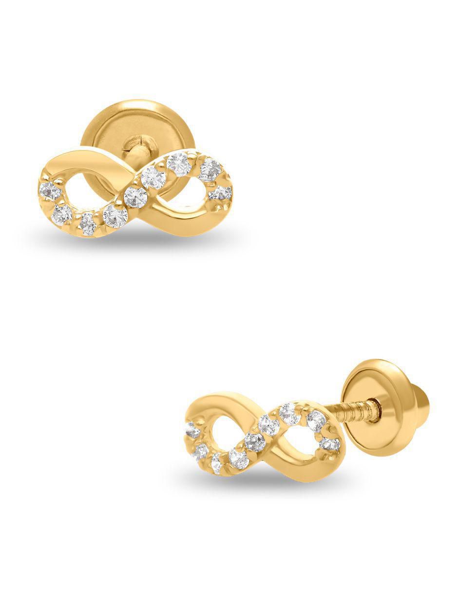 Broqueles de infinito de oro amarillo 14 K con acabado brillante 2
