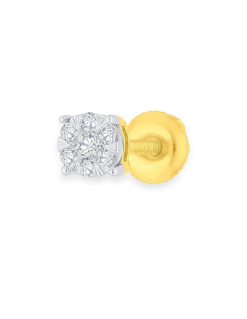 Broqueles circulares de oro amarillo 14 K con acabado brillante diamante