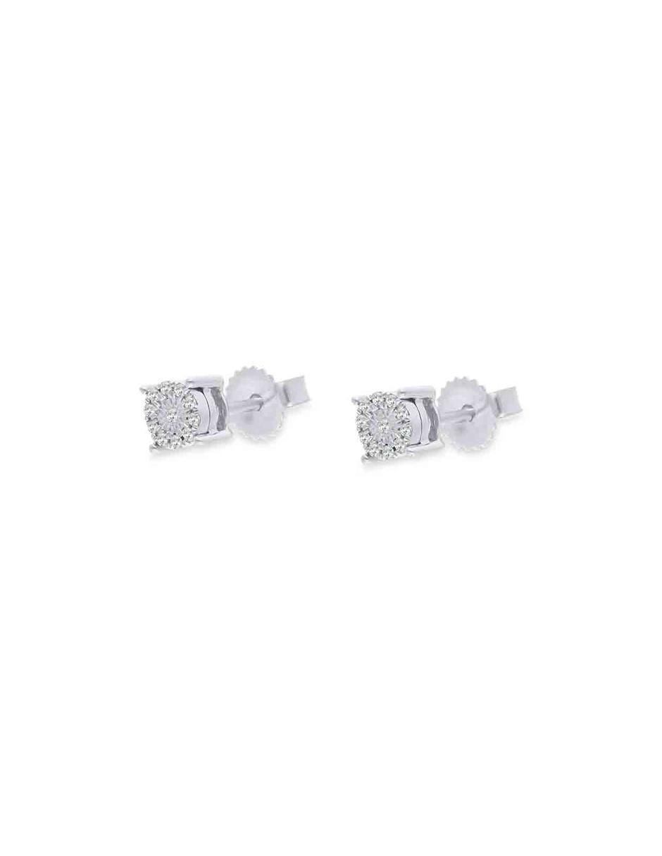 Broqueles circulares de oro blanco 14 K con acabado brillante diamante 2