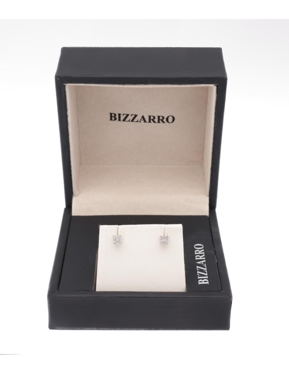 Broqueles circulares de oro blanco 14 K con acabado brillante diamante 3
