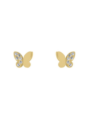 Broqueles de mariposa de oro amarillo 14 K con acabado brillante