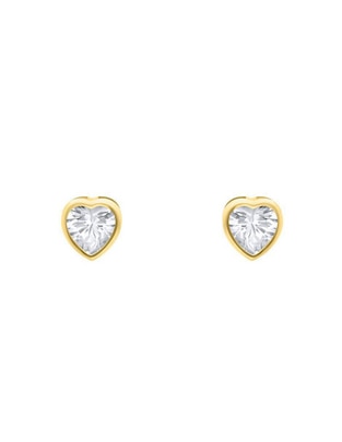 Broqueles de corazón de oro amarillo 14 K con acabado brillante Broqueles de corazón de oro amarillo 14 K con acabado brillante